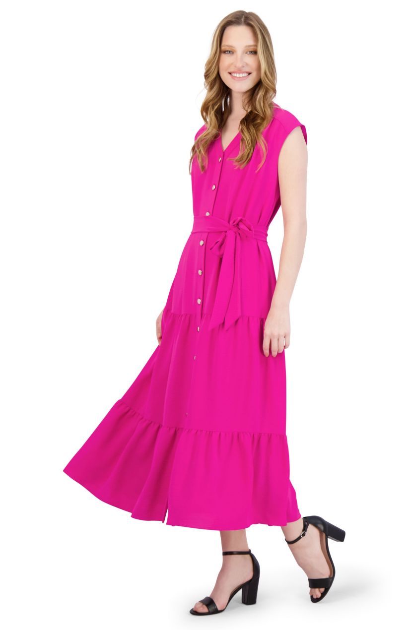 Tiered Ruffle Midi Shirtdress