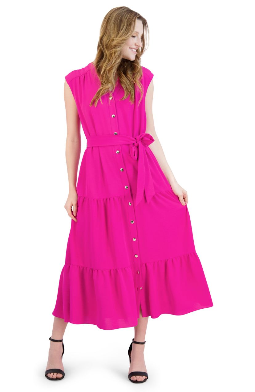 Tiered Ruffle Midi Shirtdress