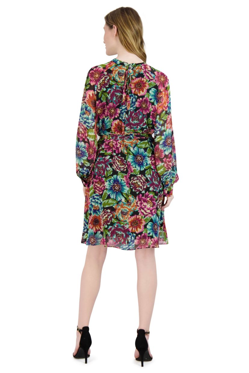 LS PLEATED FRONT DRESS