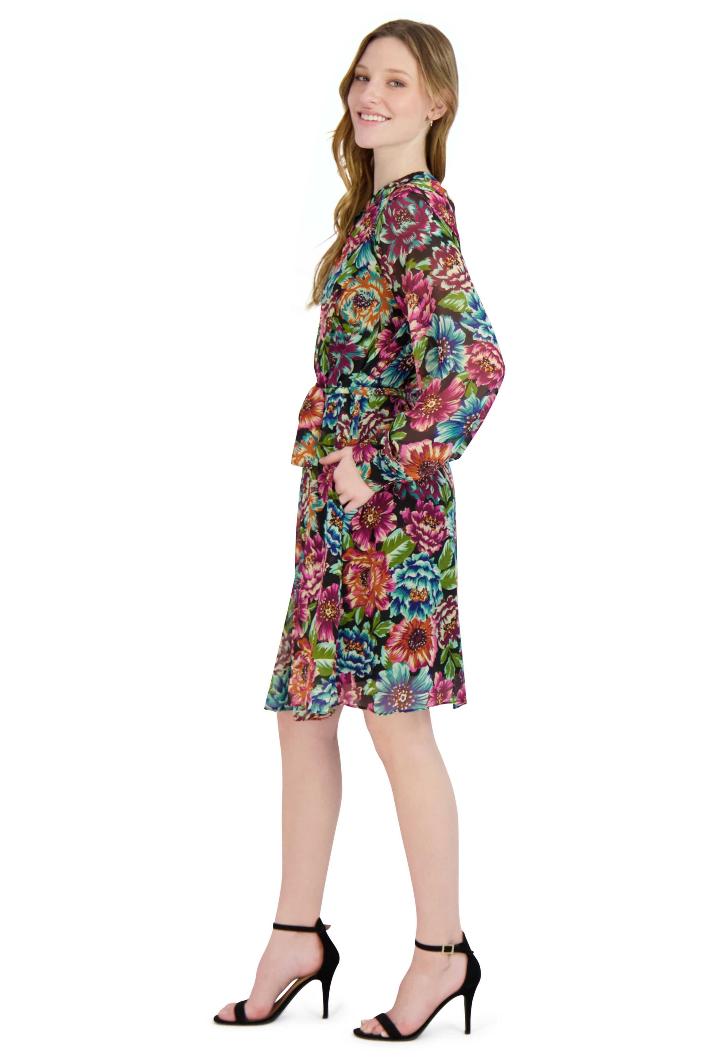 LS PLEATED FRONT DRESS