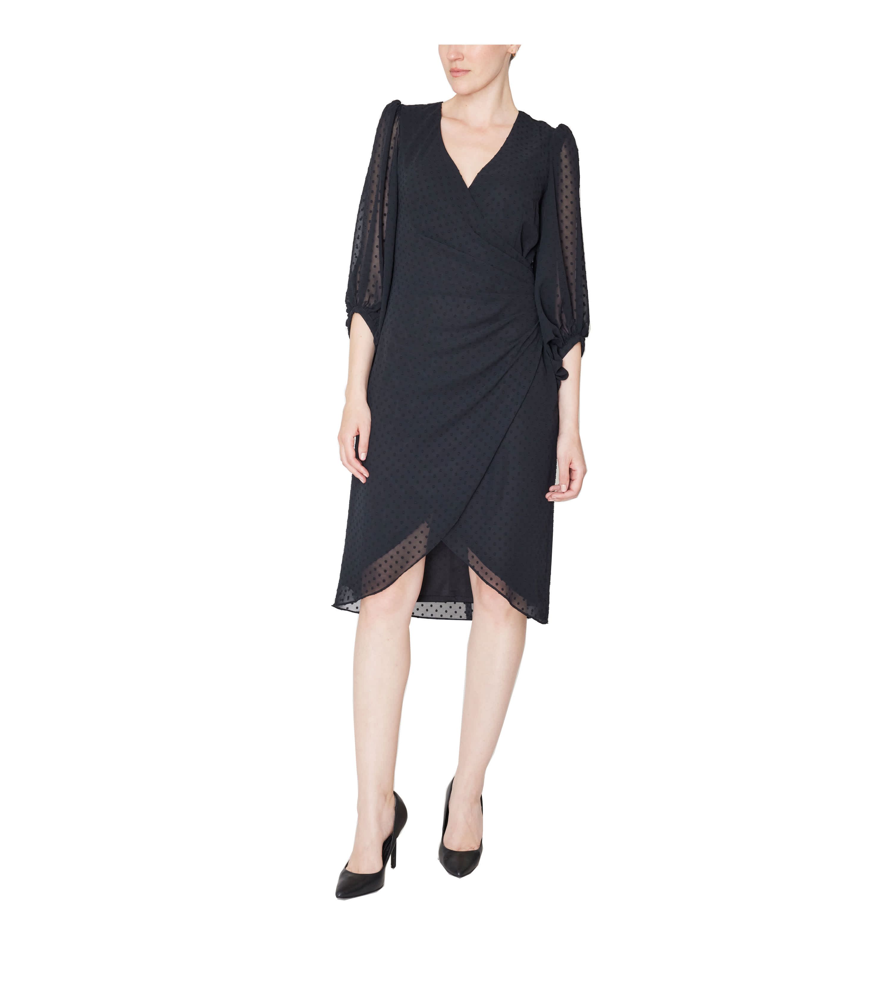 L/S V NECK SHORT DRESS