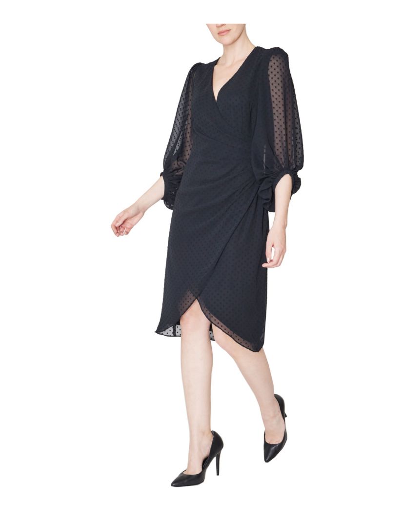 L/S V NECK SHORT DRESS