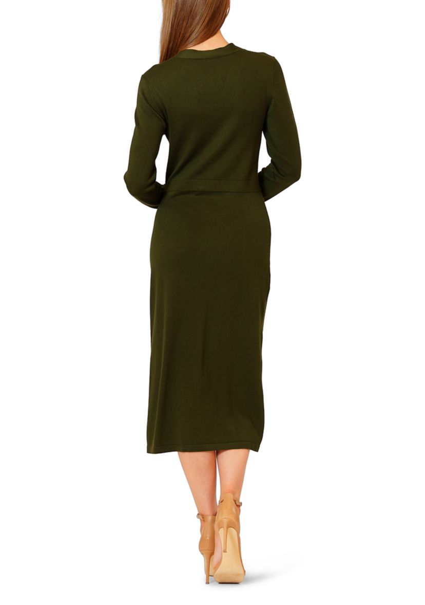 Womens Faux Wrap Sweater Dress