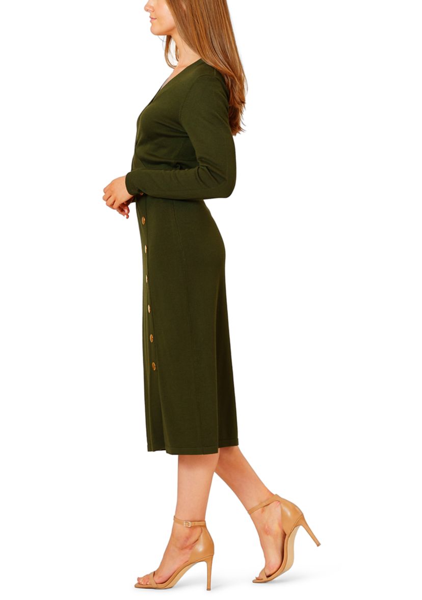 Womens Faux Wrap Sweater Dress