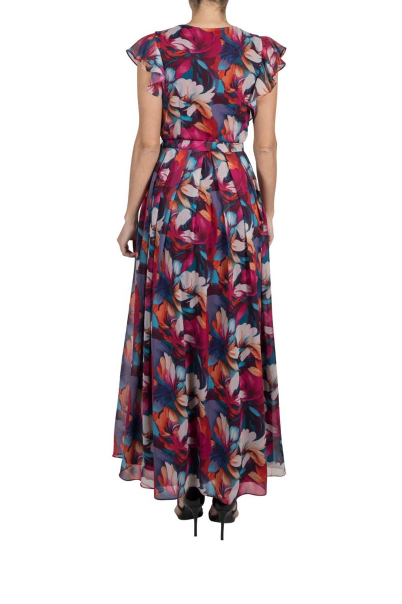 FLUTTER SLV PLEATED MAXI DRESS