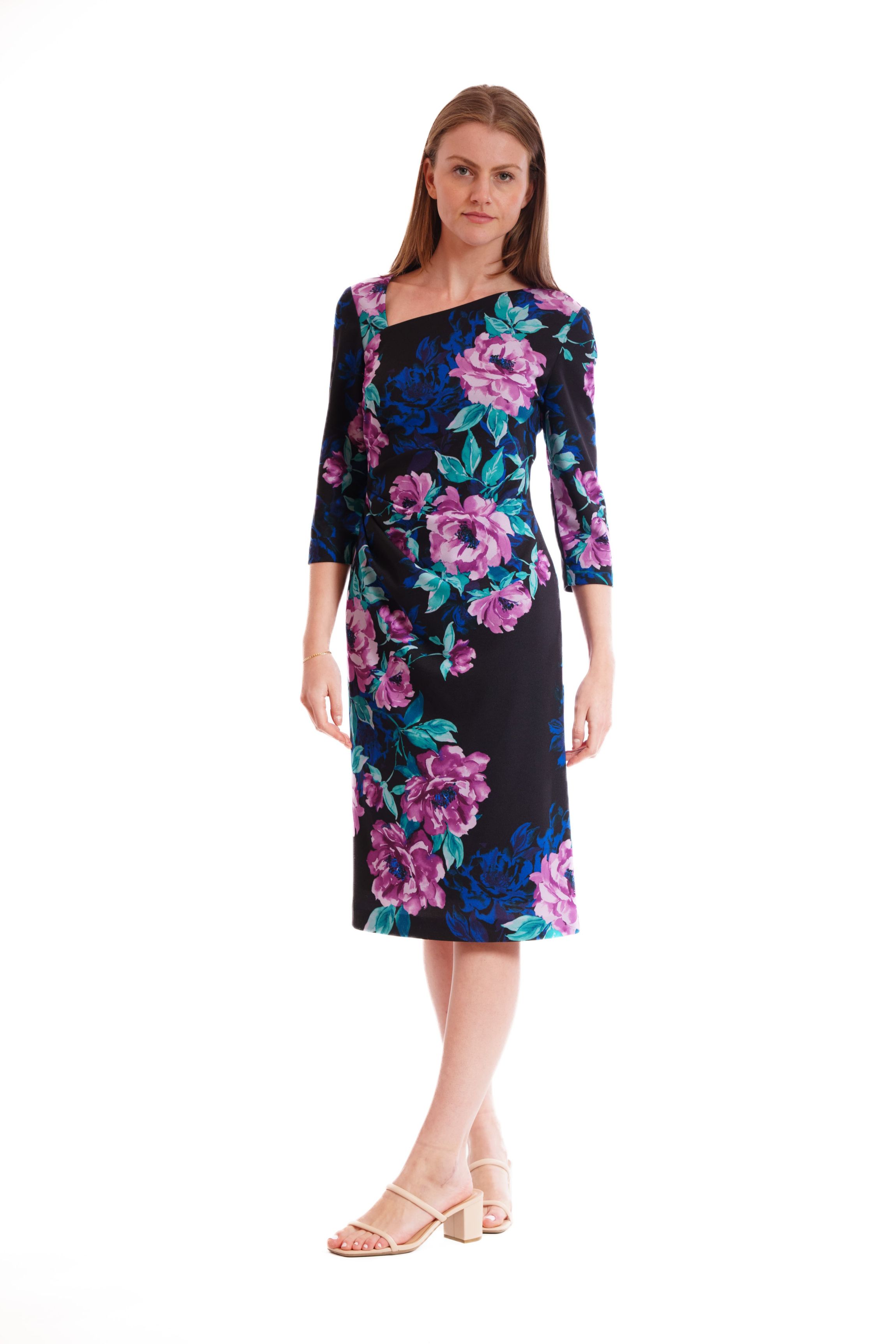 ASYMMETRICAL NECK MIDI DRESS