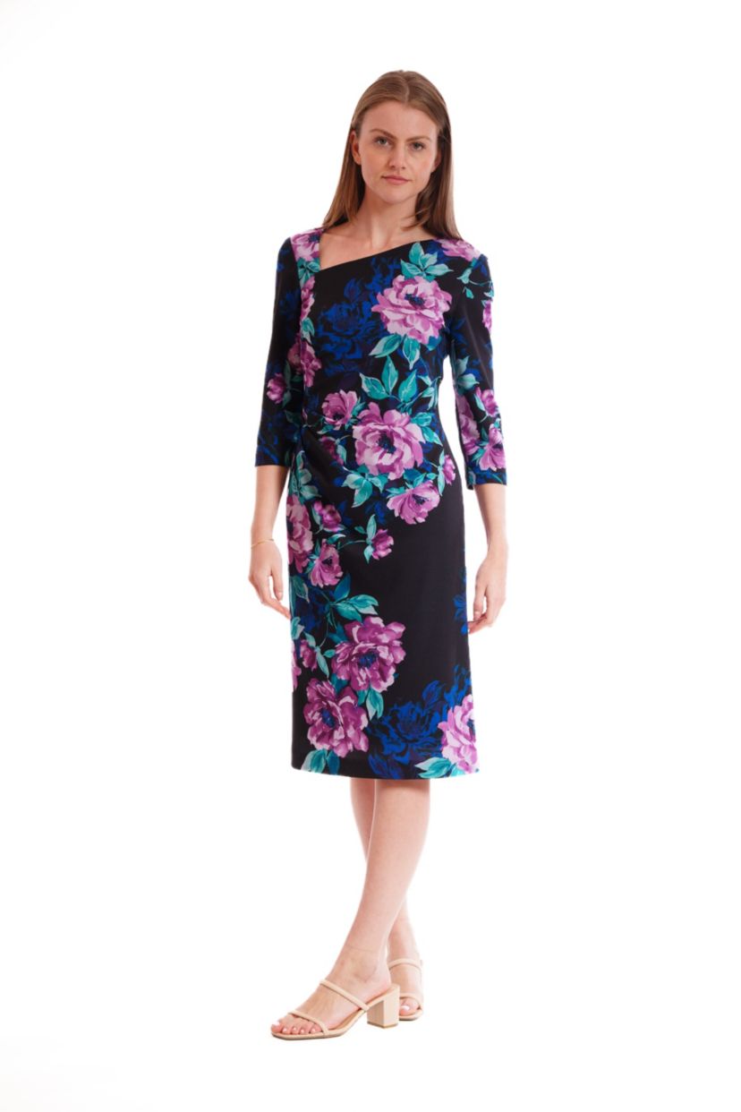 ASYMMETRICAL NECK MIDI DRESS