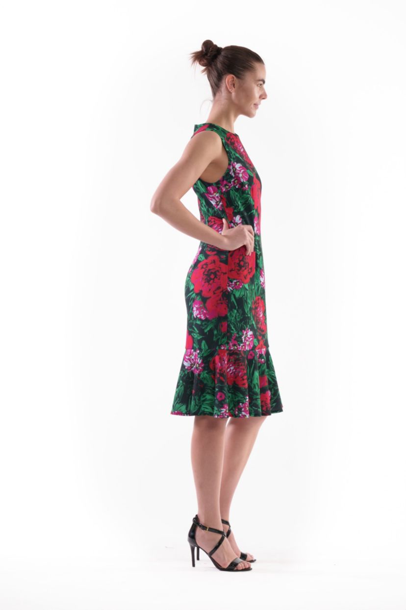 SCOOP NECK RUFFLE DRESS