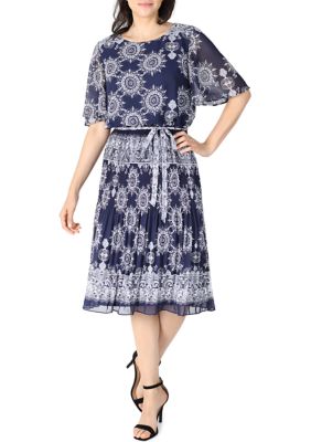 Women's Flutter Sleeve Chiffon Midi Dress