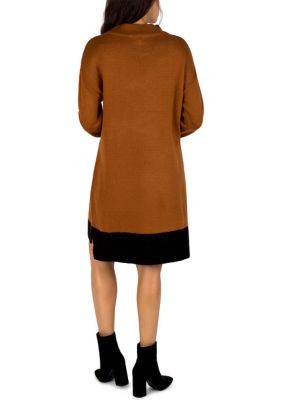 Women's Long Sleeve Mock Neck Sweater Dress