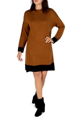 Women's Long Sleeve Mock Neck Sweater Dress