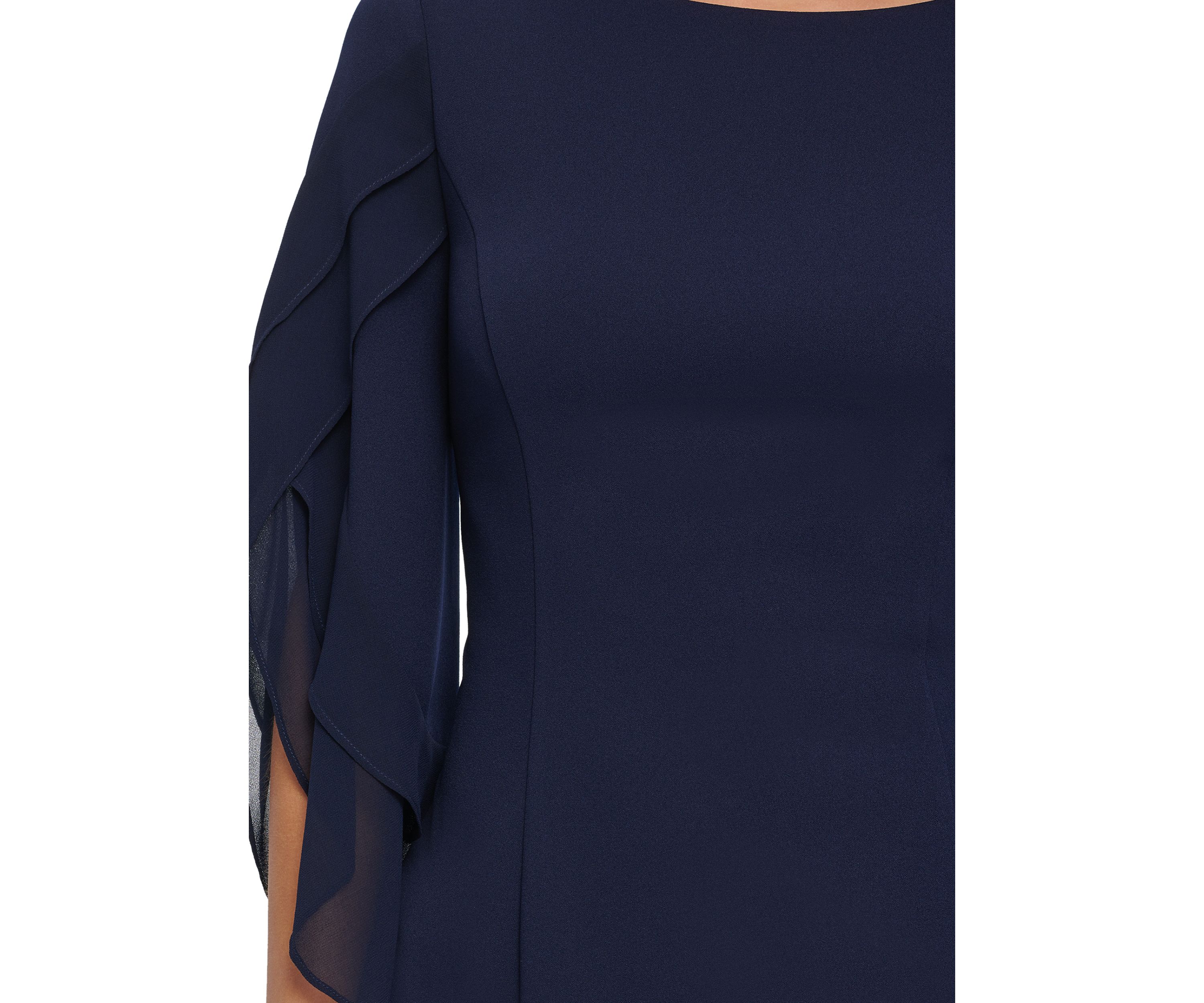 Womens Split Sleeve Solid Sheath Dress