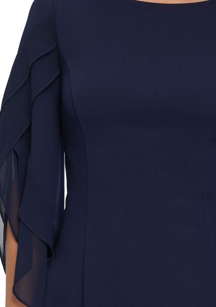 Womens Split Sleeve Solid Sheath Dress
