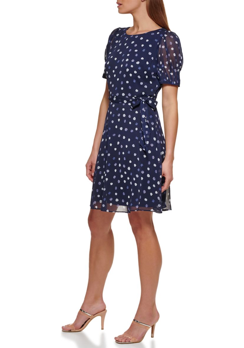 Womens V-Neck Flutter Sleeve Smocked Waist Midi Dress 