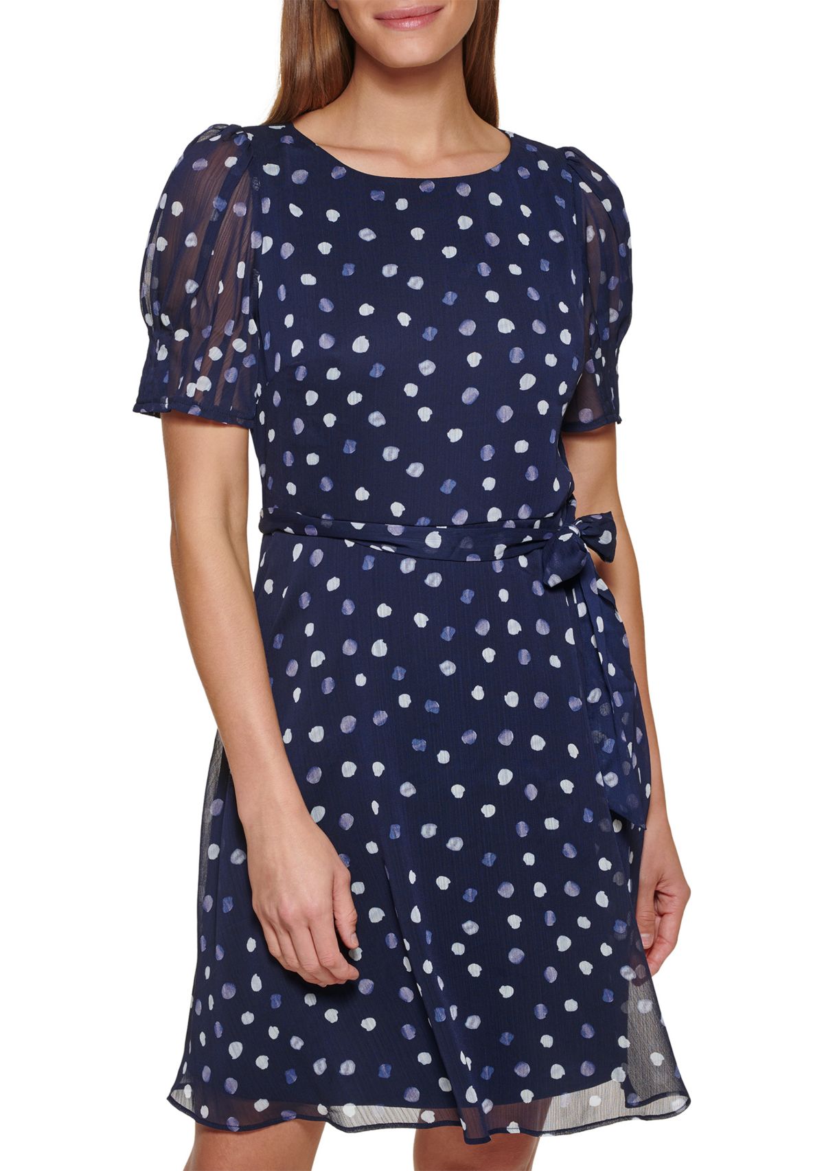 Womens V-Neck Flutter Sleeve Smocked Waist Midi Dress 