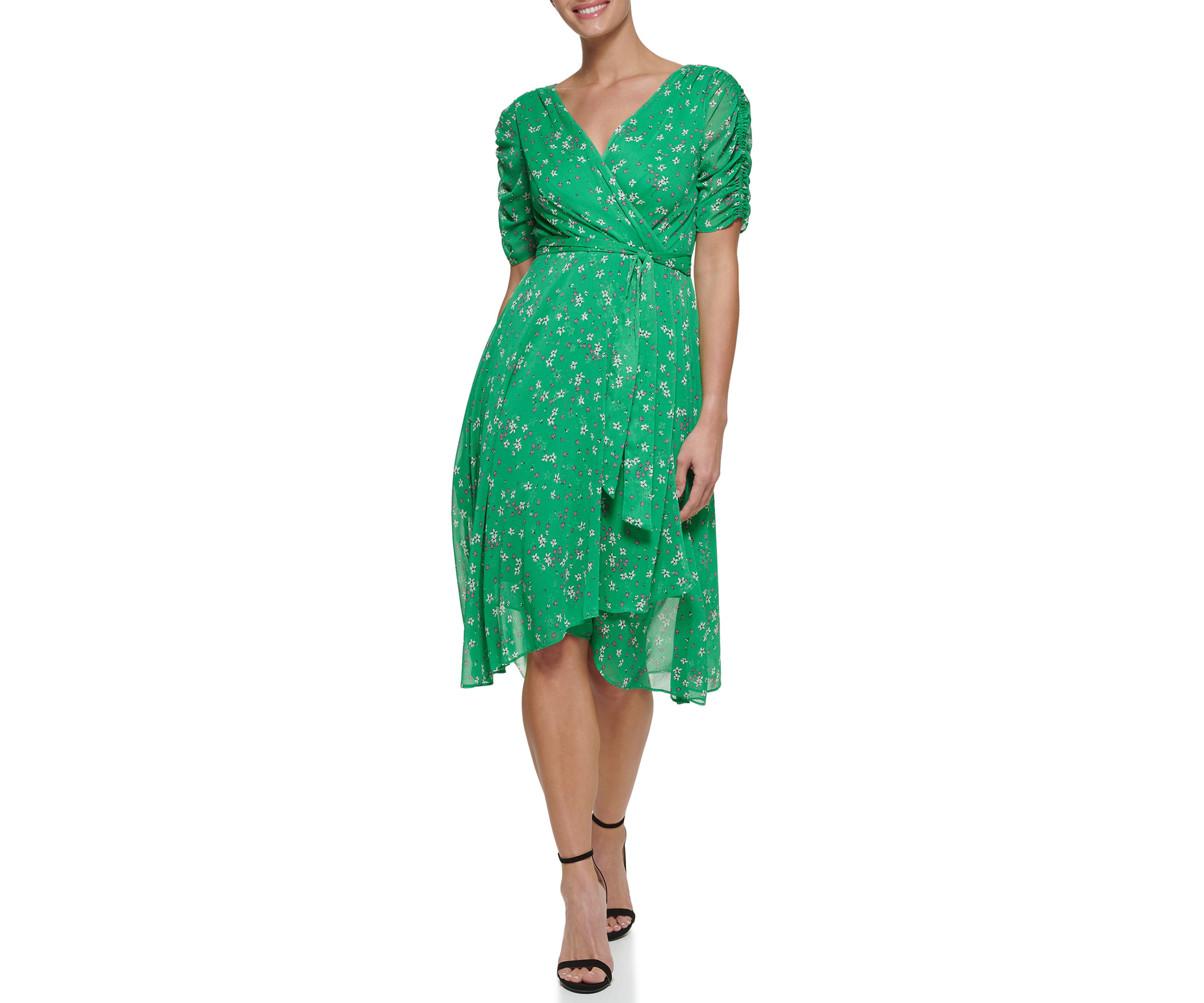 Womens Ruffled Tiered Trapeze Dress 