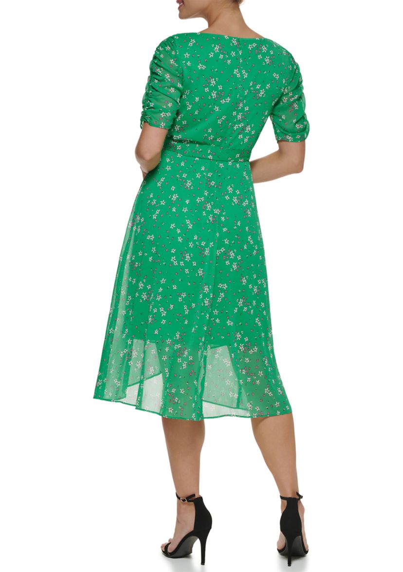 Womens Ruffled Tiered Trapeze Dress 