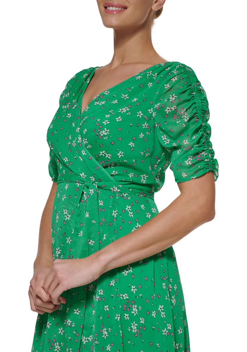 Womens Ruffled Tiered Trapeze Dress 