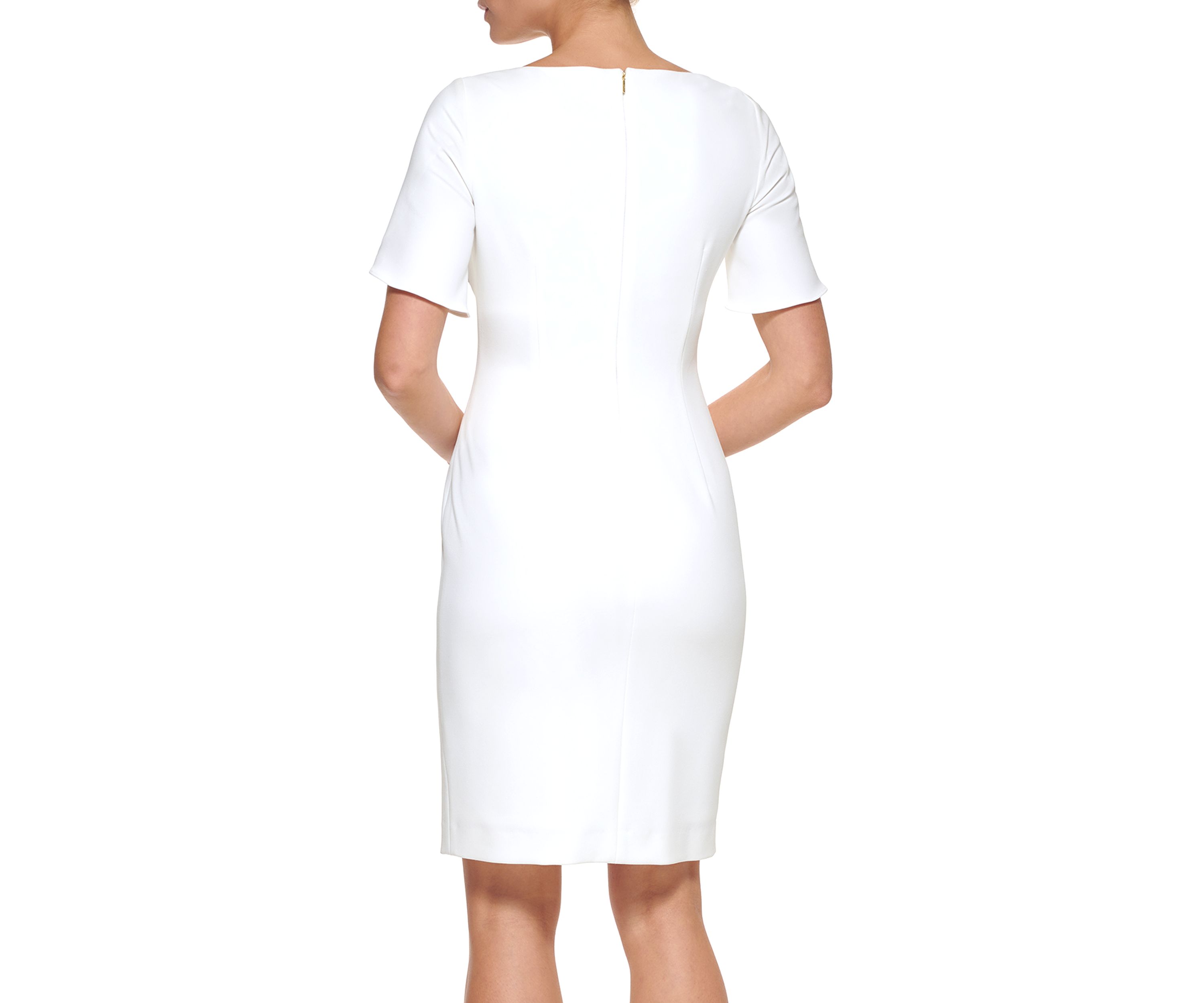 Womens Short Flutter Sleeve Solid Side Ruched Dress