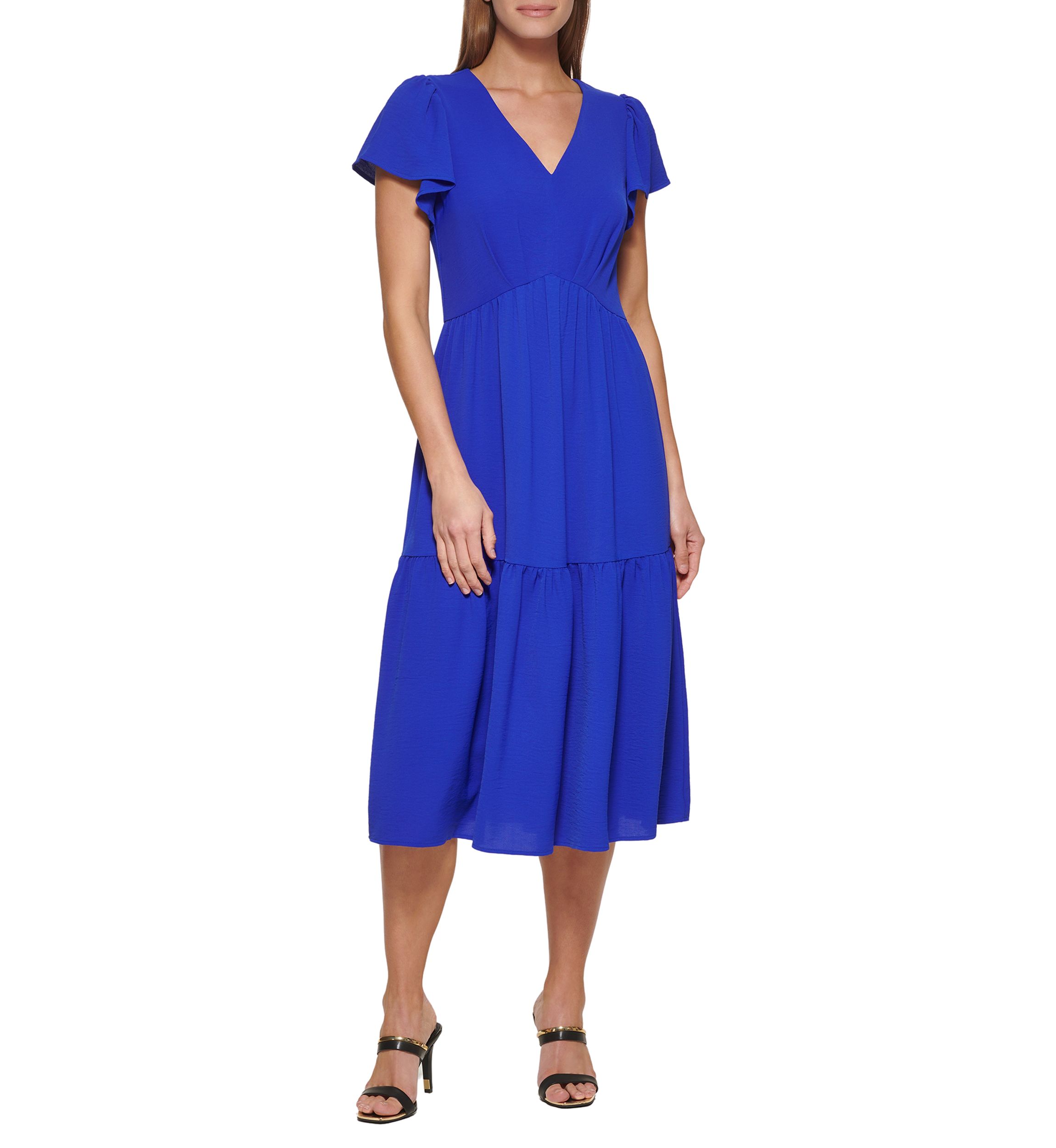 Womens V-Neck Tiered Dress