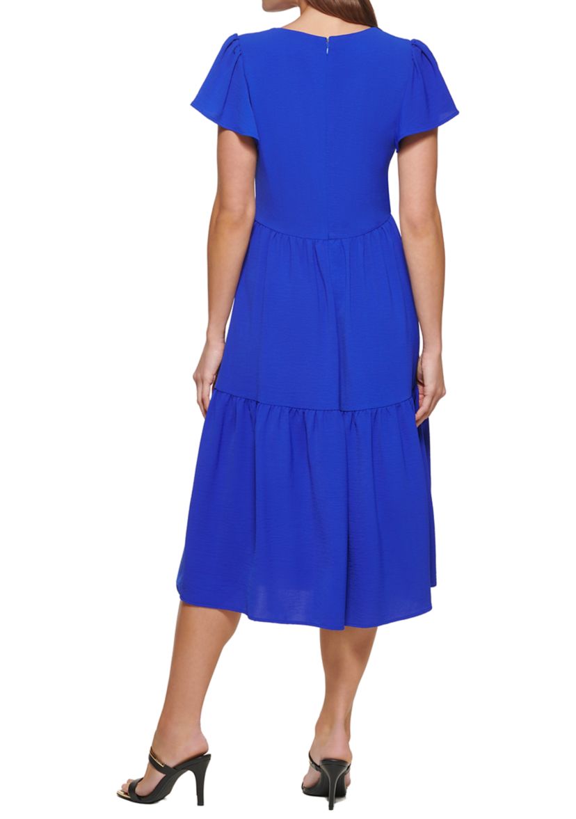 Womens V-Neck Tiered Dress