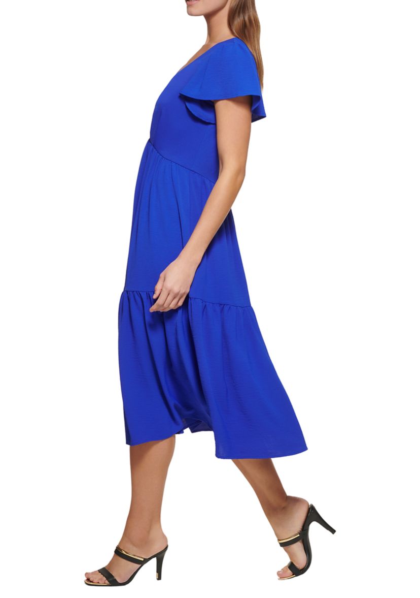 Womens V-Neck Tiered Dress