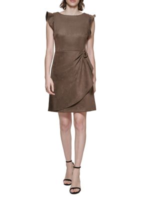 DKNY Women's Short Flutter Sleeve Solid Wrap Dress | belk