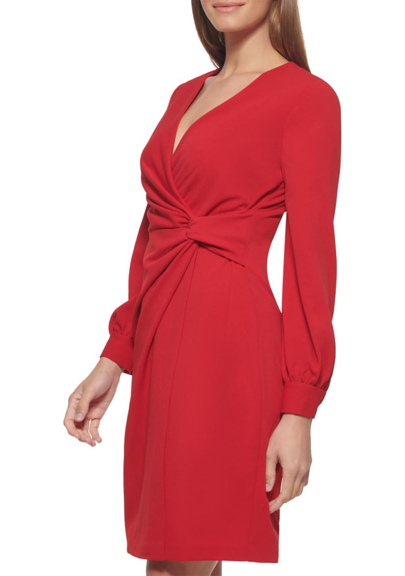 Womens Long Sleeve Side Knot Sheath Dress