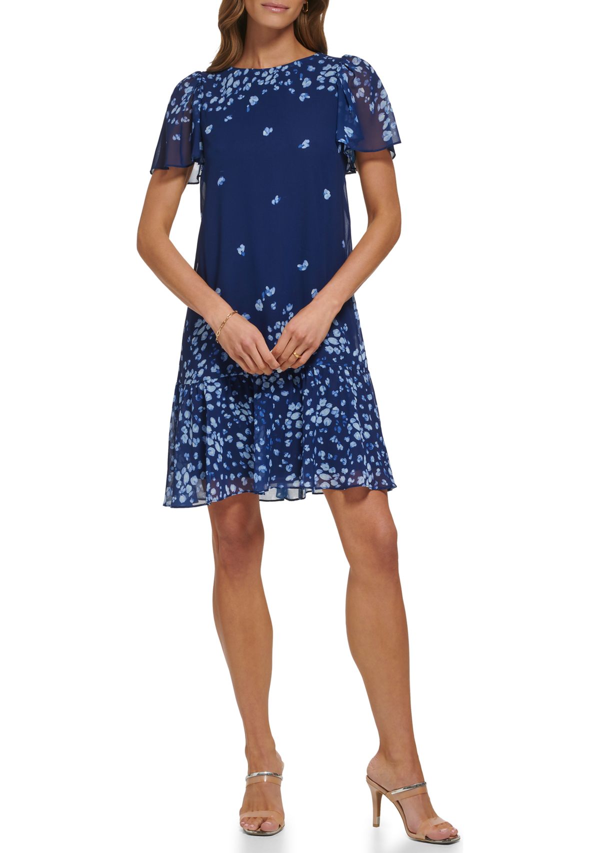 cocktail dress long A Line Sleeve Party Dress Tea Length Tulle Formal LookbookStore Denim Dress for neckline:high neck Size:us 14