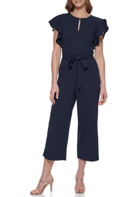 DKNY Women's Short Sleeve Keyhole Neck Ruffle Solid Jumpsuit | belk