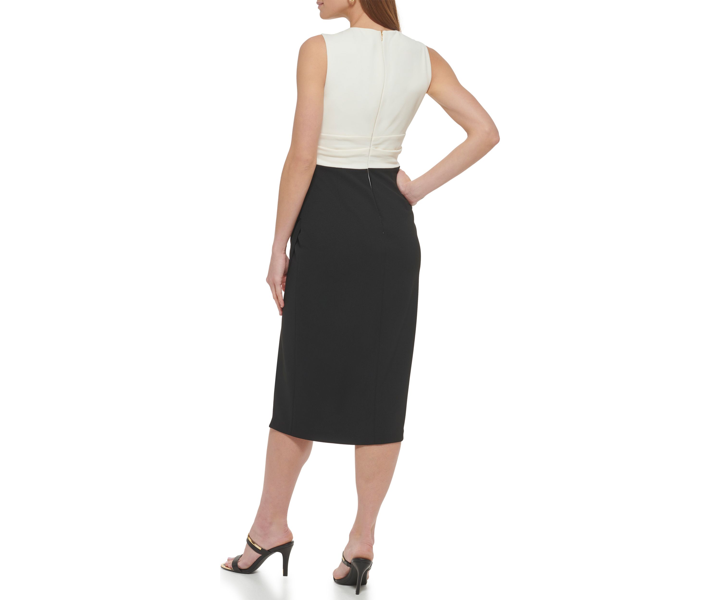Womens Sleeveless Color Block Sheath Dress