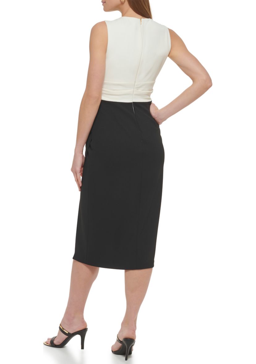 Womens Sleeveless Color Block Sheath Dress