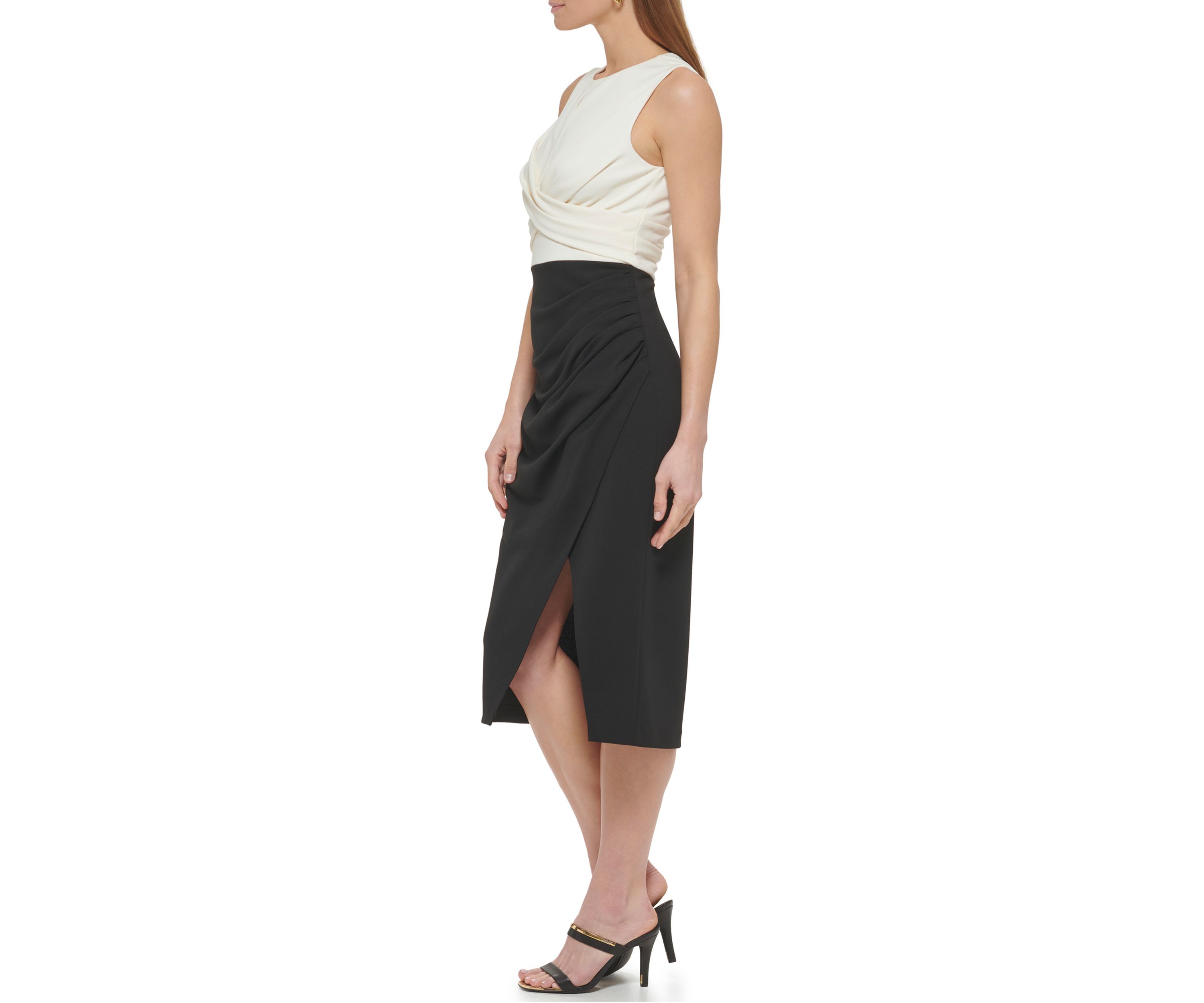 Womens Sleeveless Color Block Sheath Dress