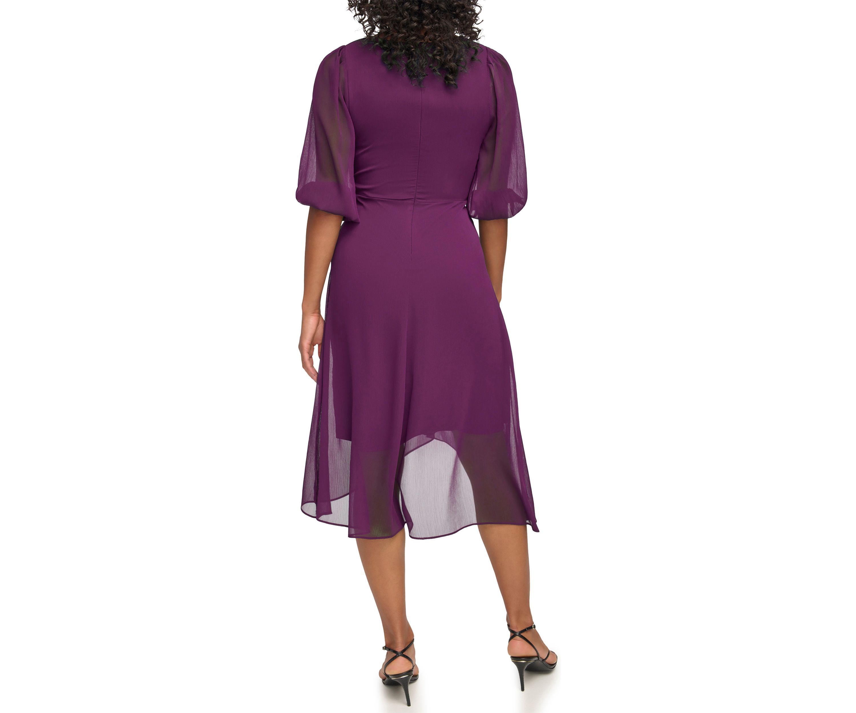 Womens Solid Chiffon Midi Dress