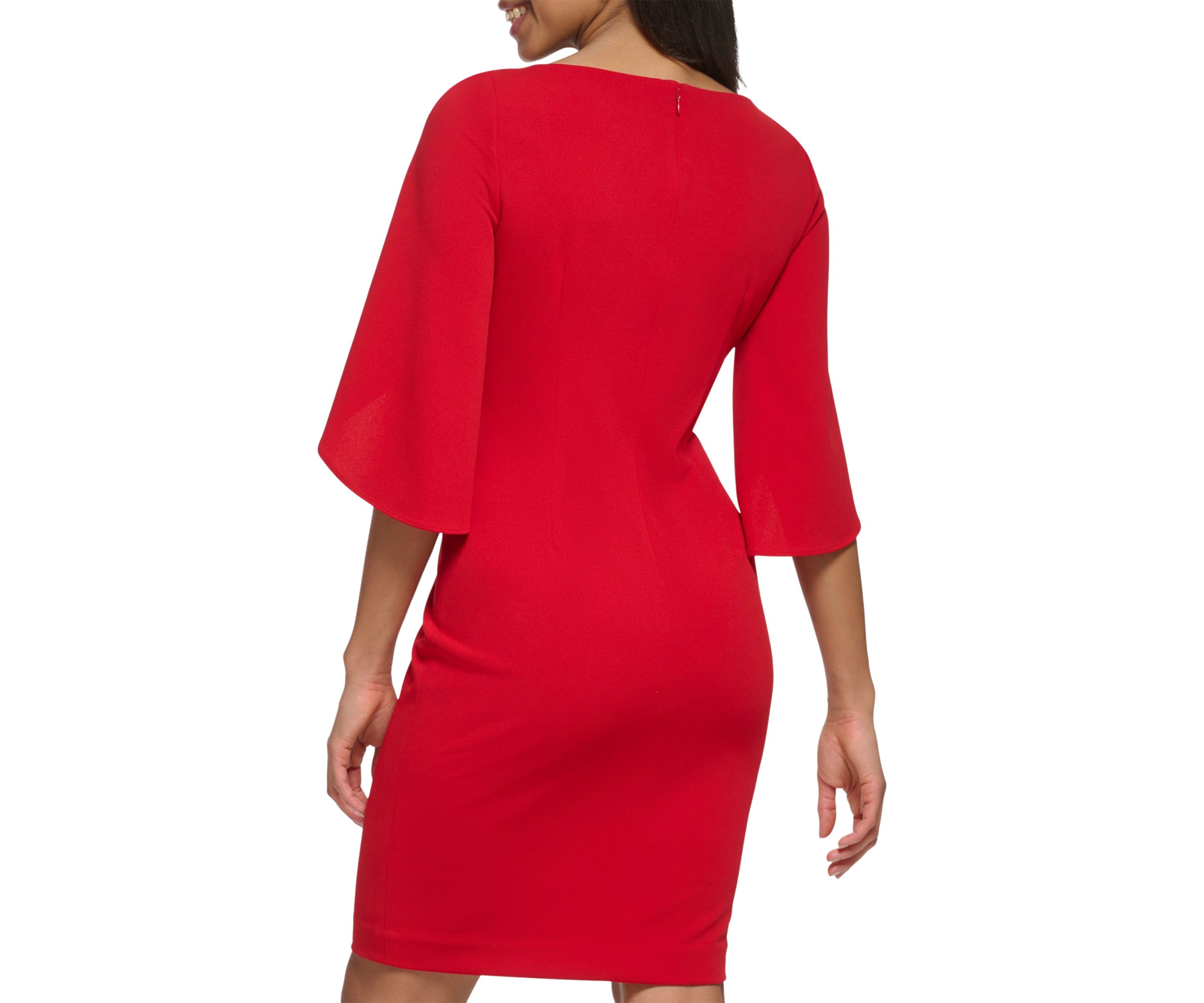Womens Drape Sleeve Cinched Drape Shift Dress 