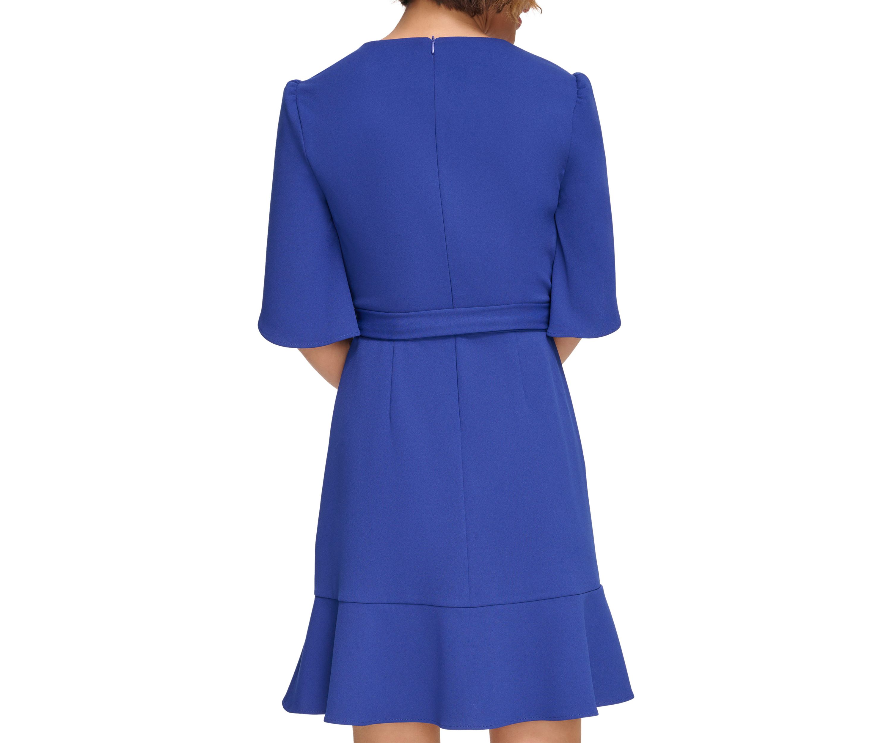 DKNY Women's Tulip Sleeve Fit & Flare Dress Green Size 4