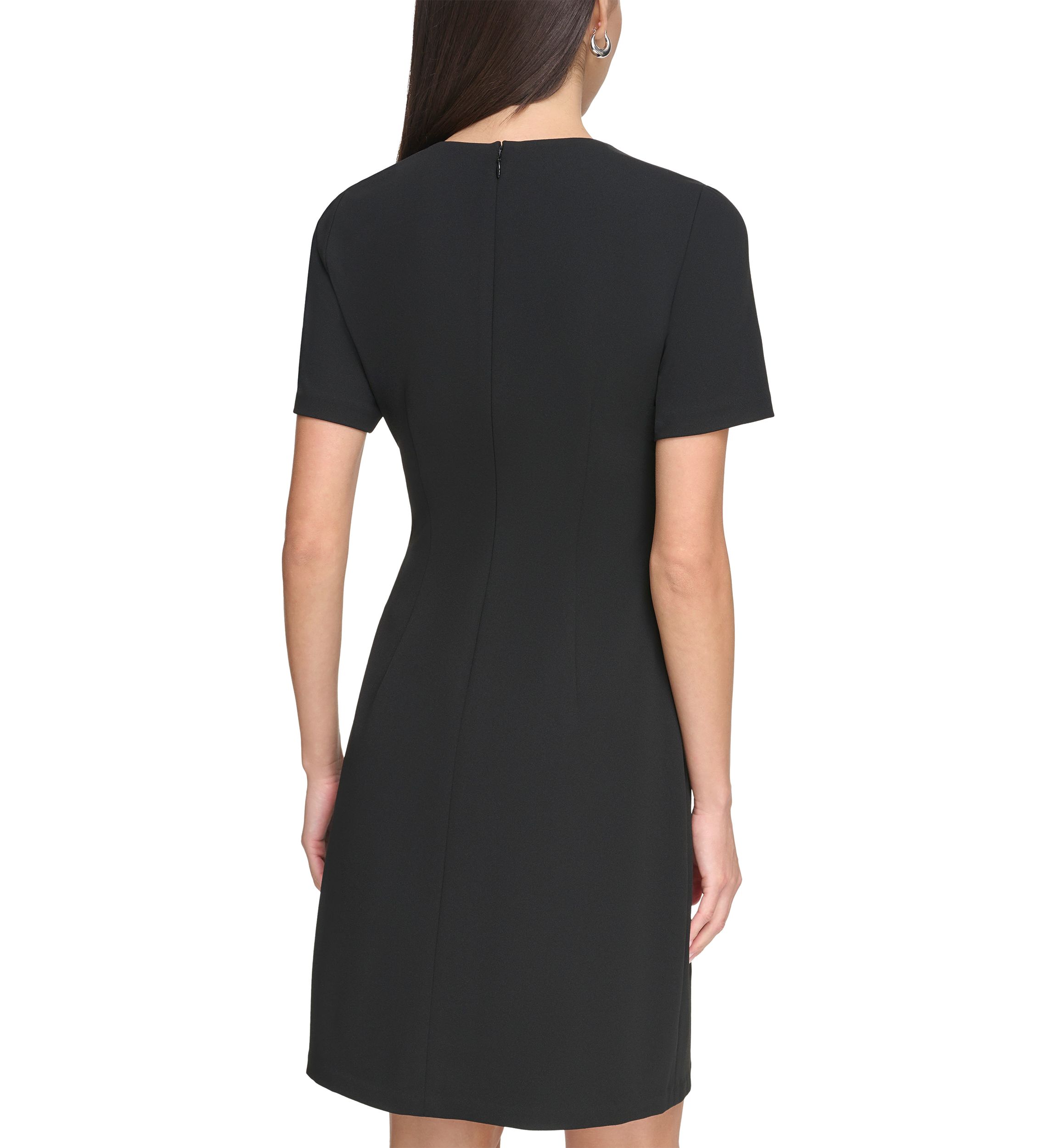 Womens Short Sleeve Belt Waist Solid Fit and Flare Dress