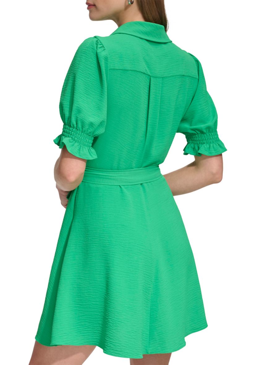 Womens Smocked Tie Waist Dress