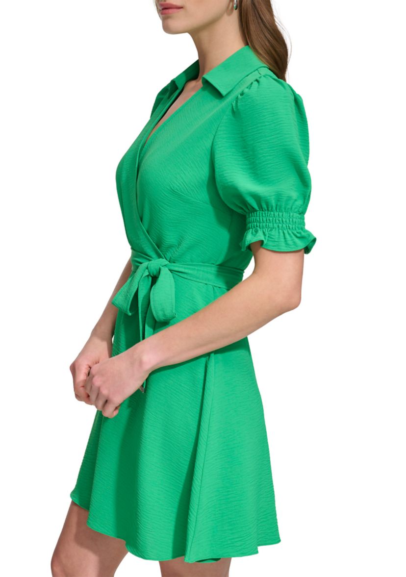 Womens Smocked Tie Waist Dress