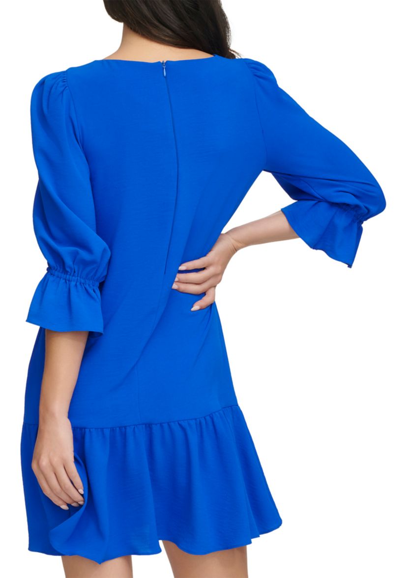 Womens Solid Washed A-Line Dress