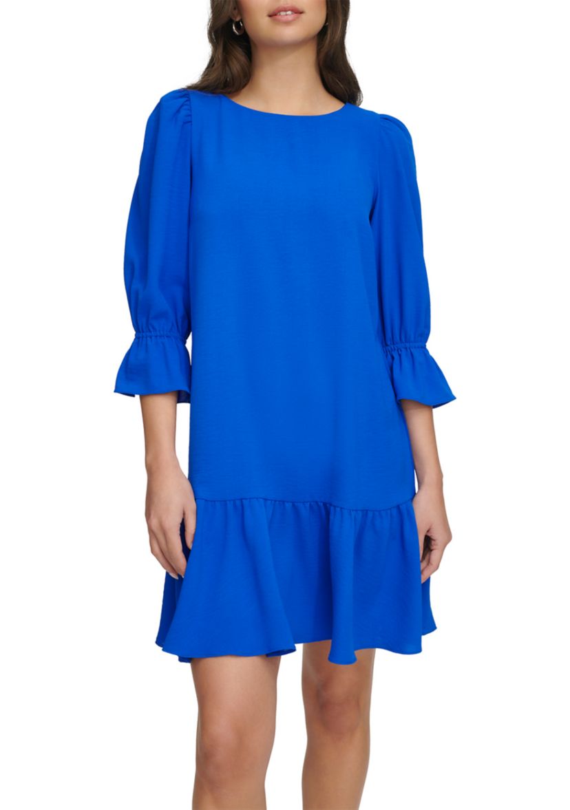Womens Solid Washed A-Line Dress