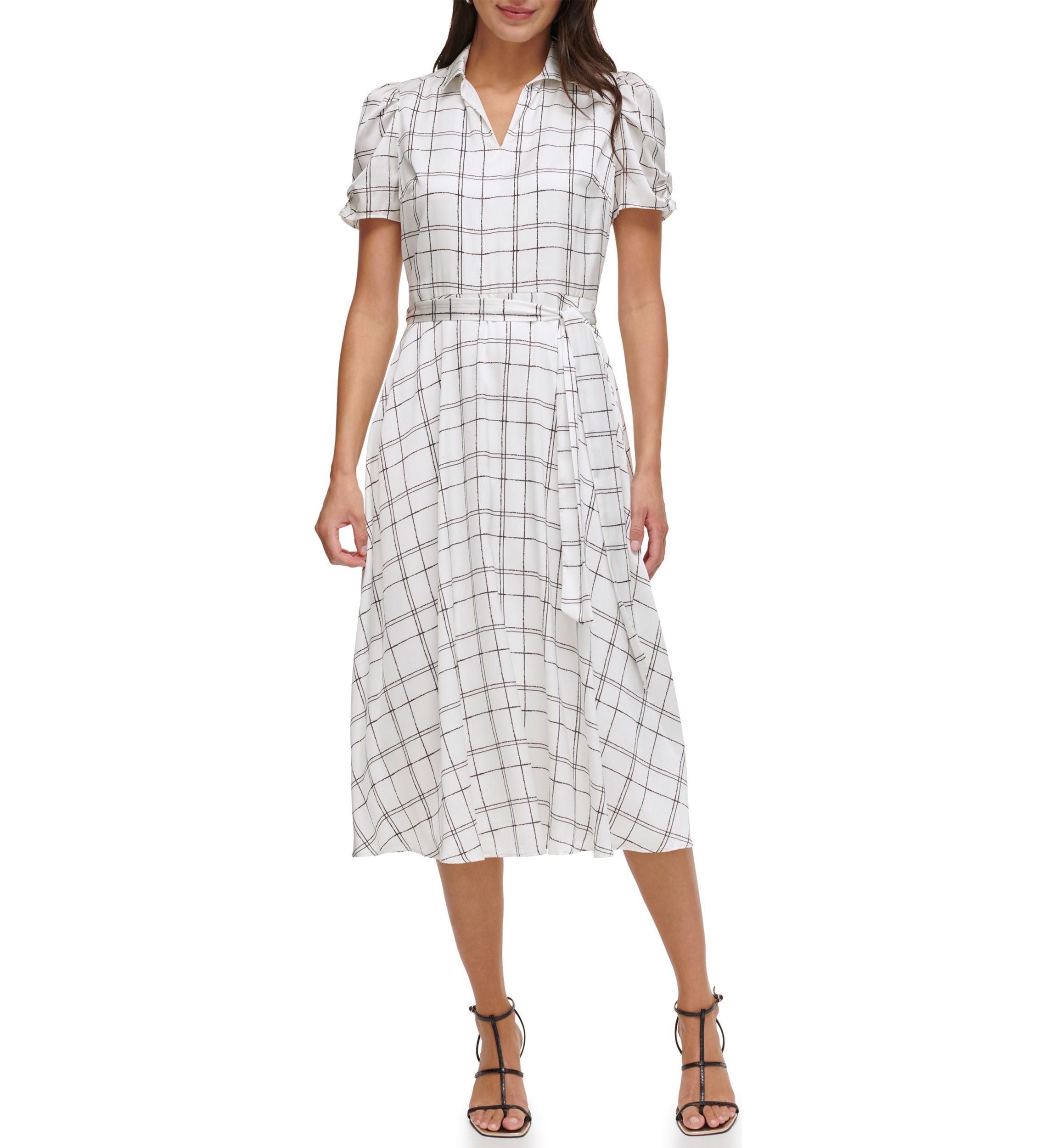 Womens Printed Fit and Flare Dress