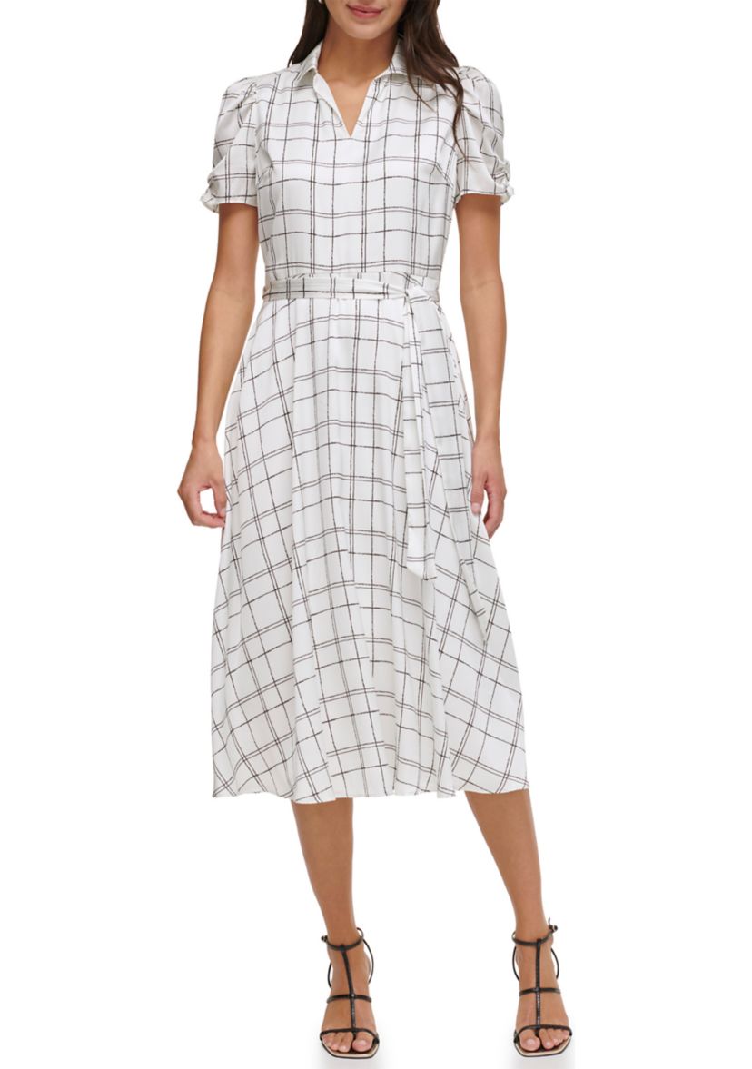 Womens Printed Fit and Flare Dress