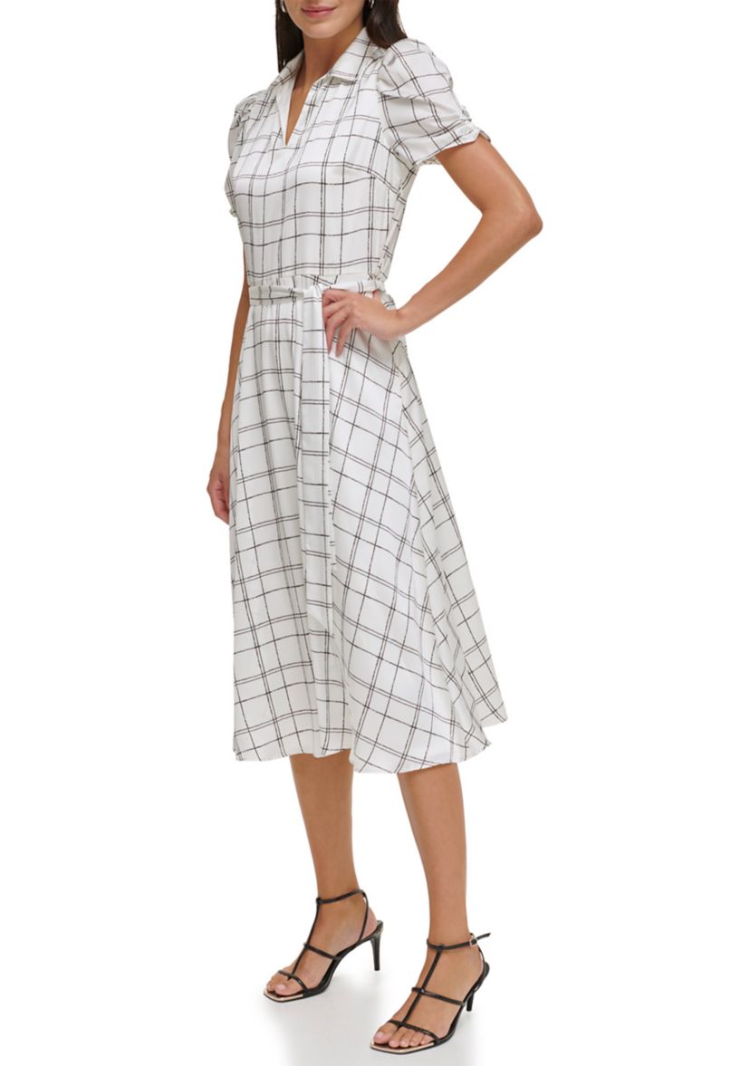 Womens Printed Fit and Flare Dress
