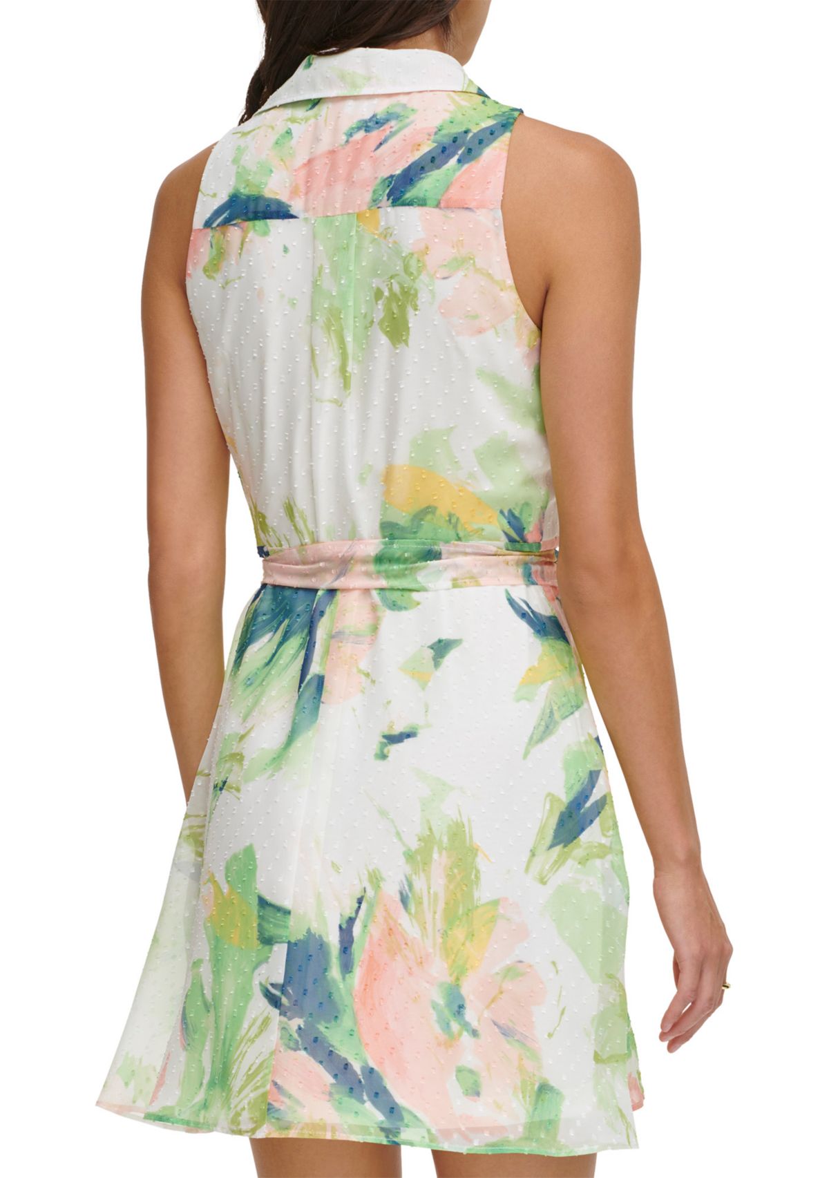 Womens Sleeveless Floral Printed Fit and Flare Dress