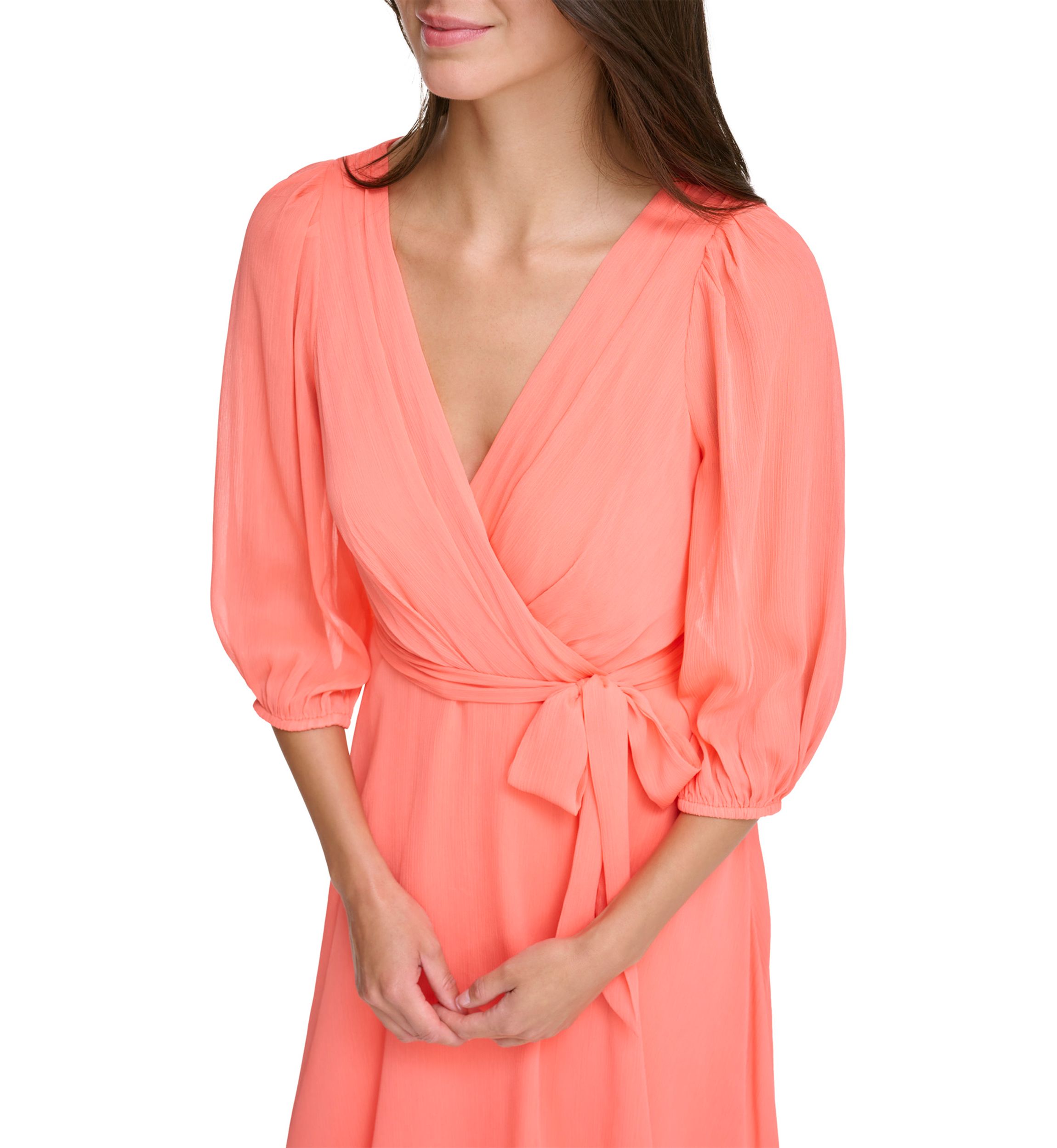 DKNY Women's Solid Tie Waist Fit and Flare Dress | Belk