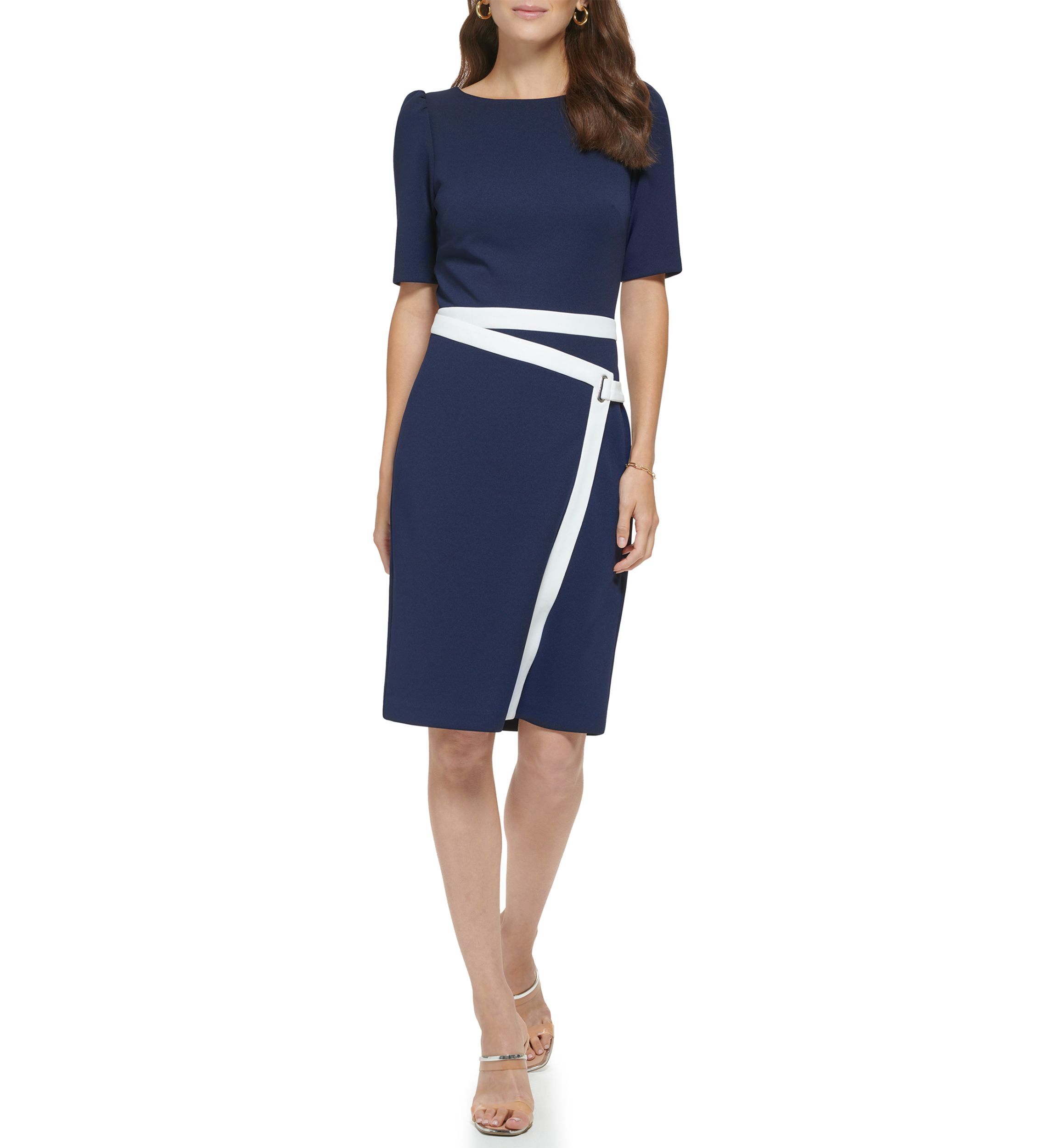 Womens Color Blocked Solid Sheath Dress