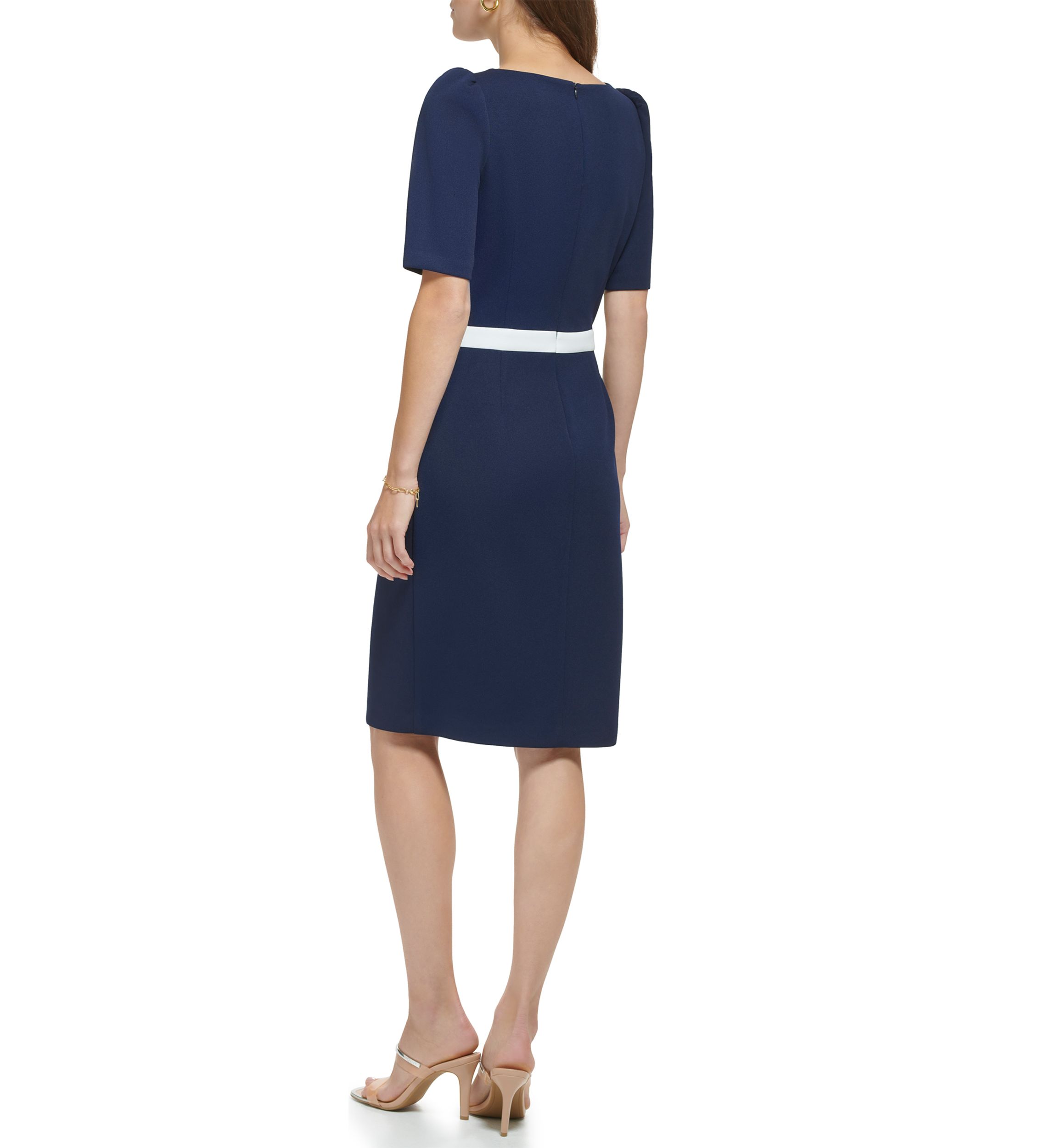 Womens Color Blocked Solid Sheath Dress