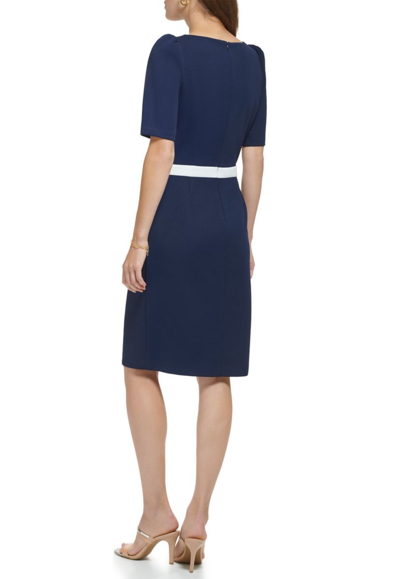Womens Color Blocked Solid Sheath Dress
