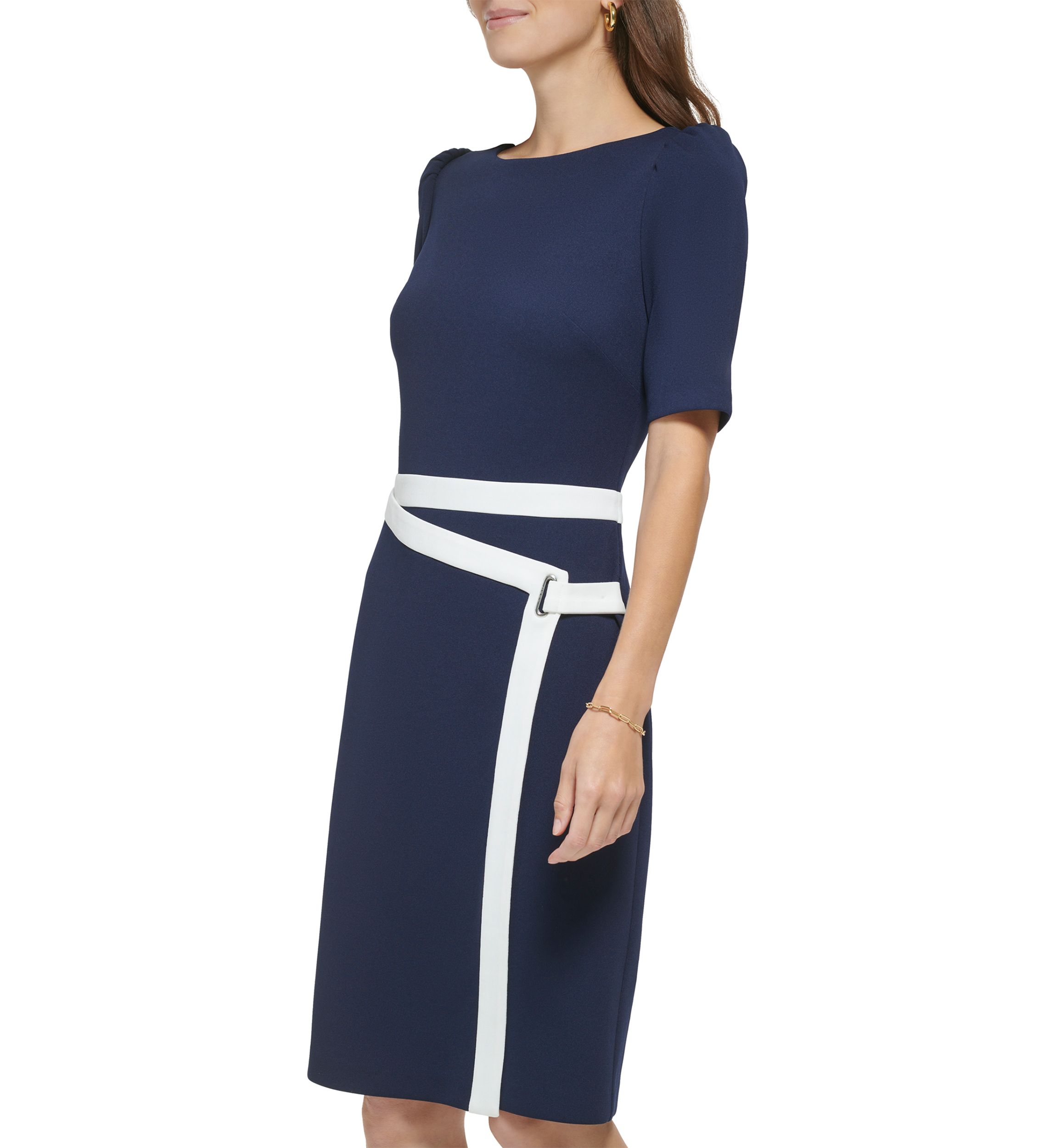 Womens Color Blocked Solid Sheath Dress